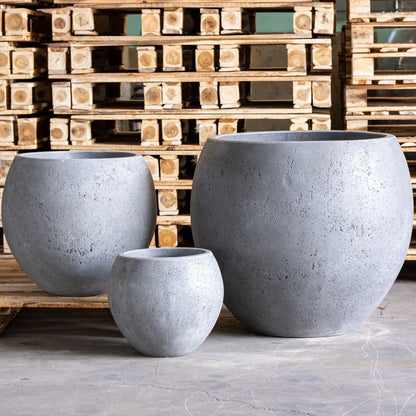 Orbello | Set Of 3 - Onyx Dusk – Concrete Sphere Planter Set – Round Orbs Plant Pot Nest