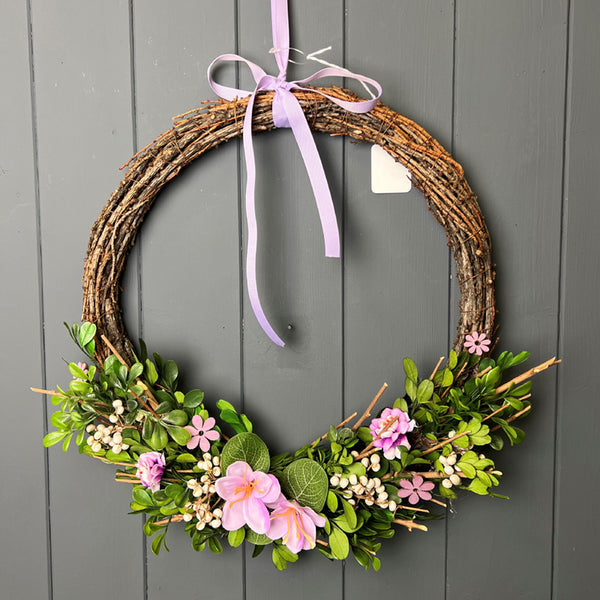 Boxwood And Flower Wreath 37X38X7cm-1