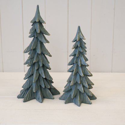Resin Christmas Tree Dark Sage with Gold Edging Tall