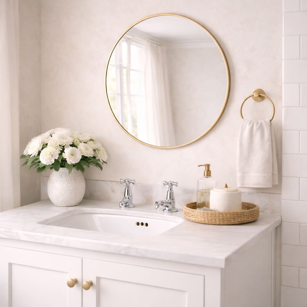 Rei - Round Gold Metal Circle Mirror - 50cm x 50cm