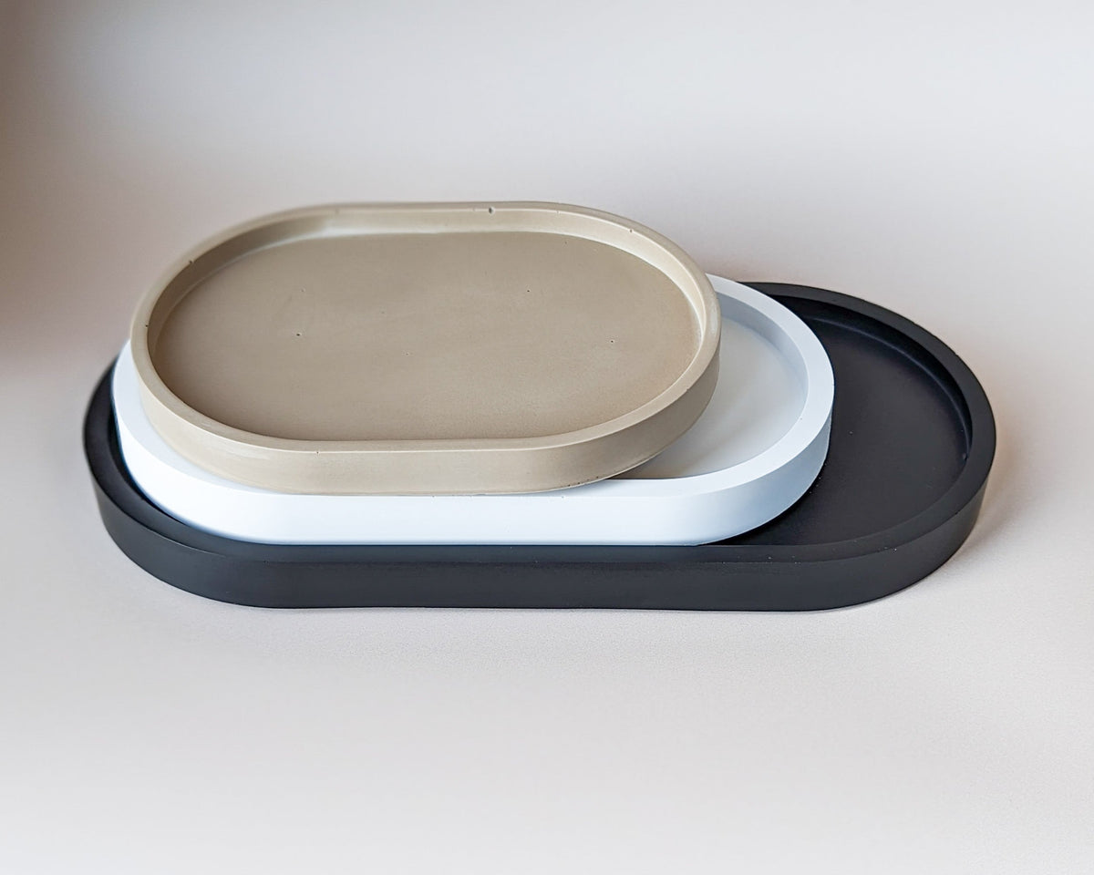 Various sizes oval trinket trays, small, medium and large