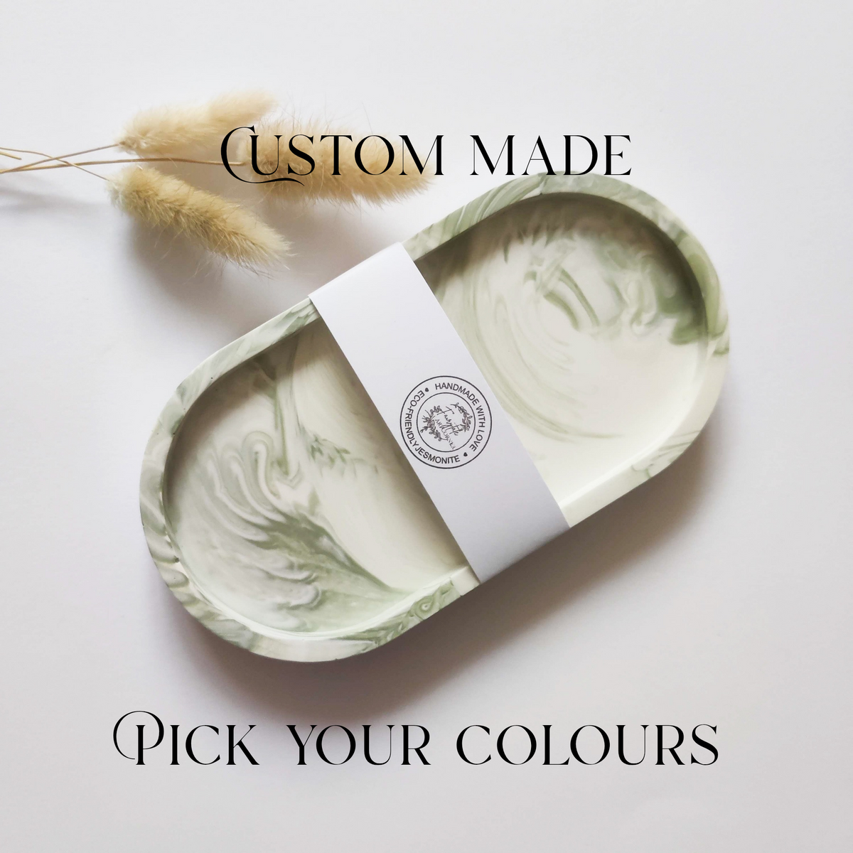 Custom made oval concrete style decorative tray, marble effect trinket dish, modern decor for jewelry, aesthetic room decor,-0