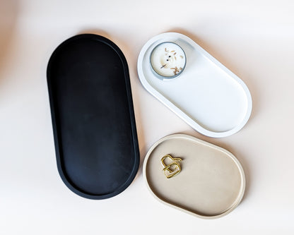 Various sizes oval trinket trays, small, medium and large