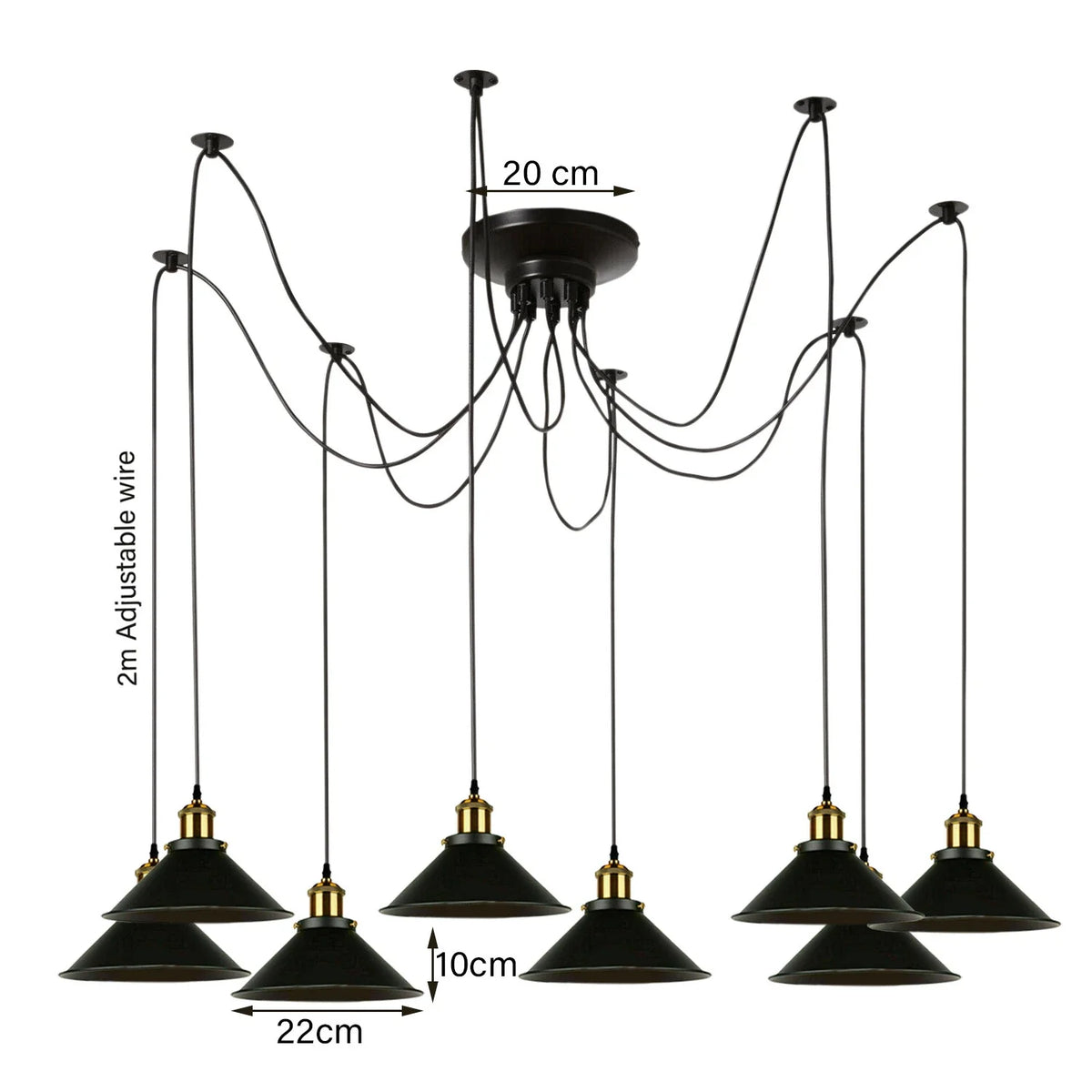 9 Light E27 2m Adjustable Hanging Industrial Ceiling Light ~6668