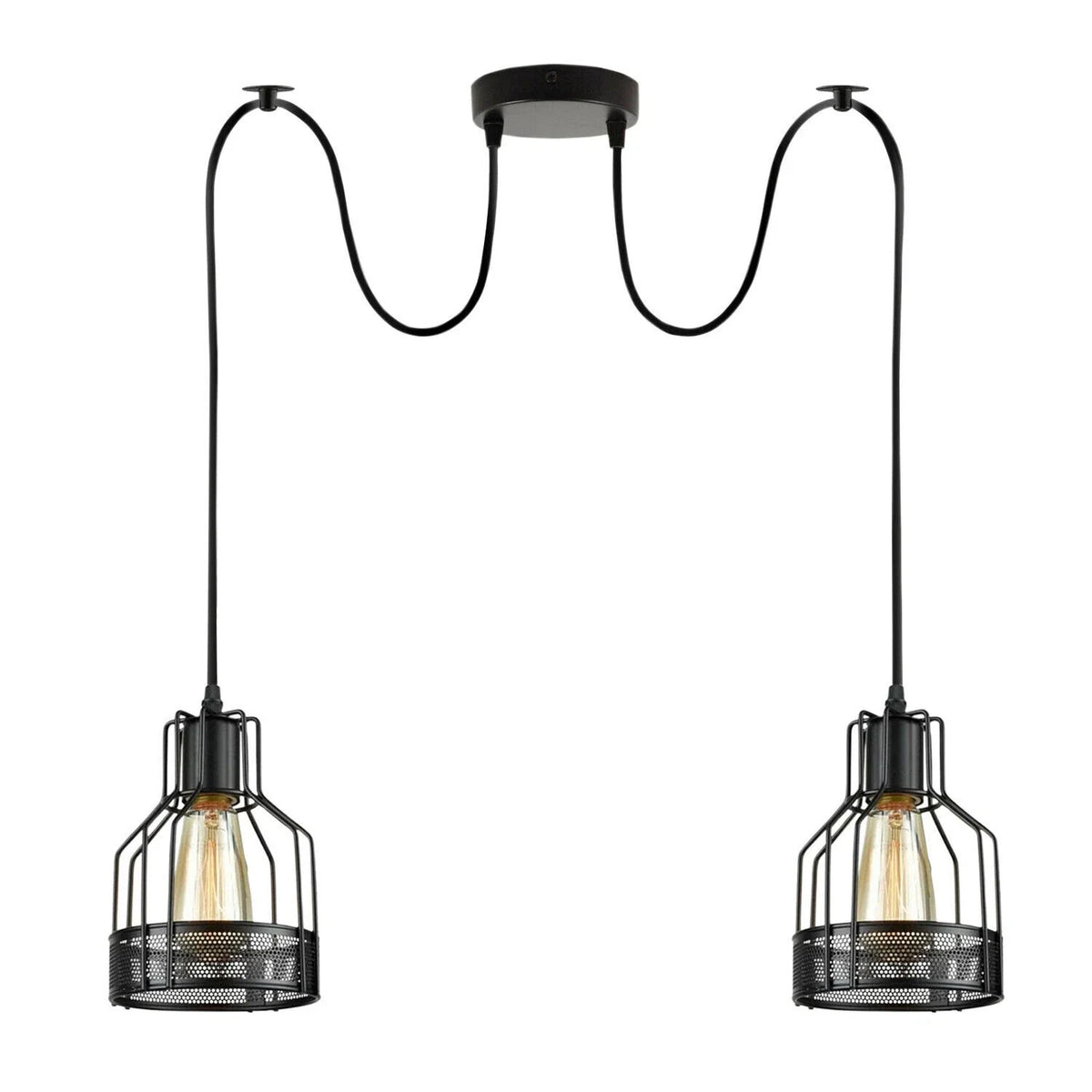 Industrial Spider Pendant Light Adjustable Multi Arm E27 Cage~6139