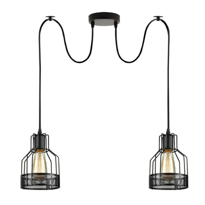 Industrial Spider Pendant Light Adjustable Multi Arm E27 Cage~6139