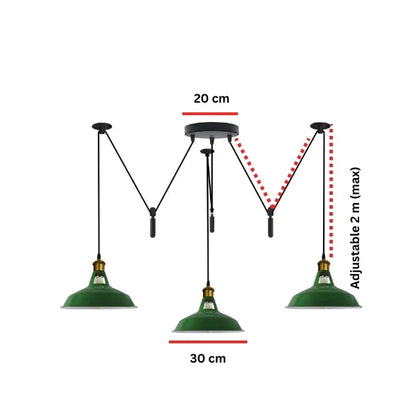 BLOCKVALL 3 Light Pulley Pendant Light Industrial Counterweight Multi Light ~6609