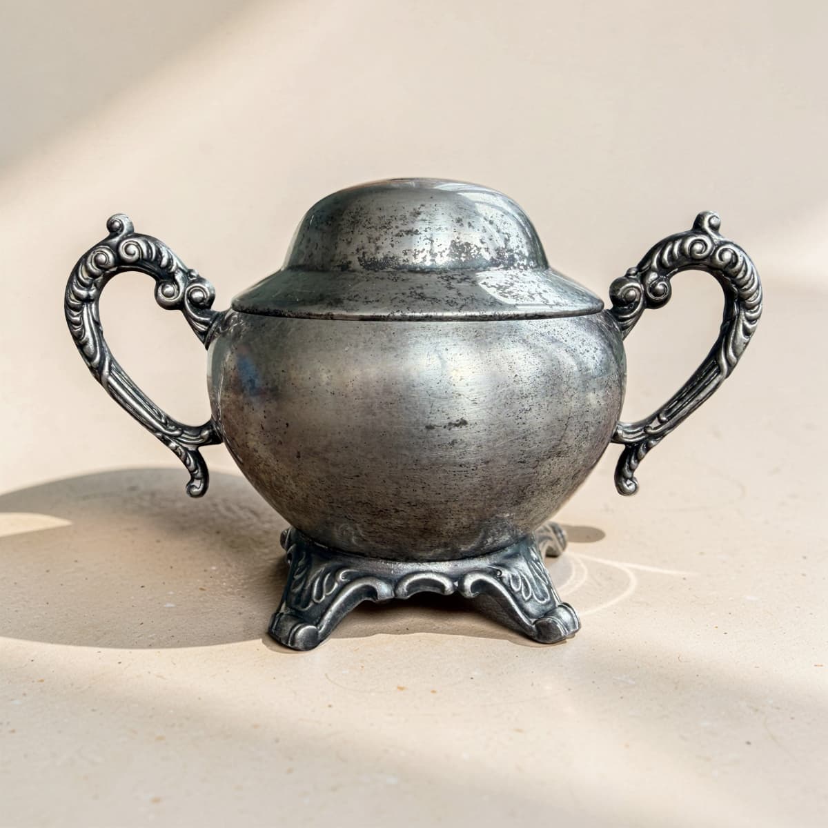 Repurposed Silver Sugar Bowl Candle-4