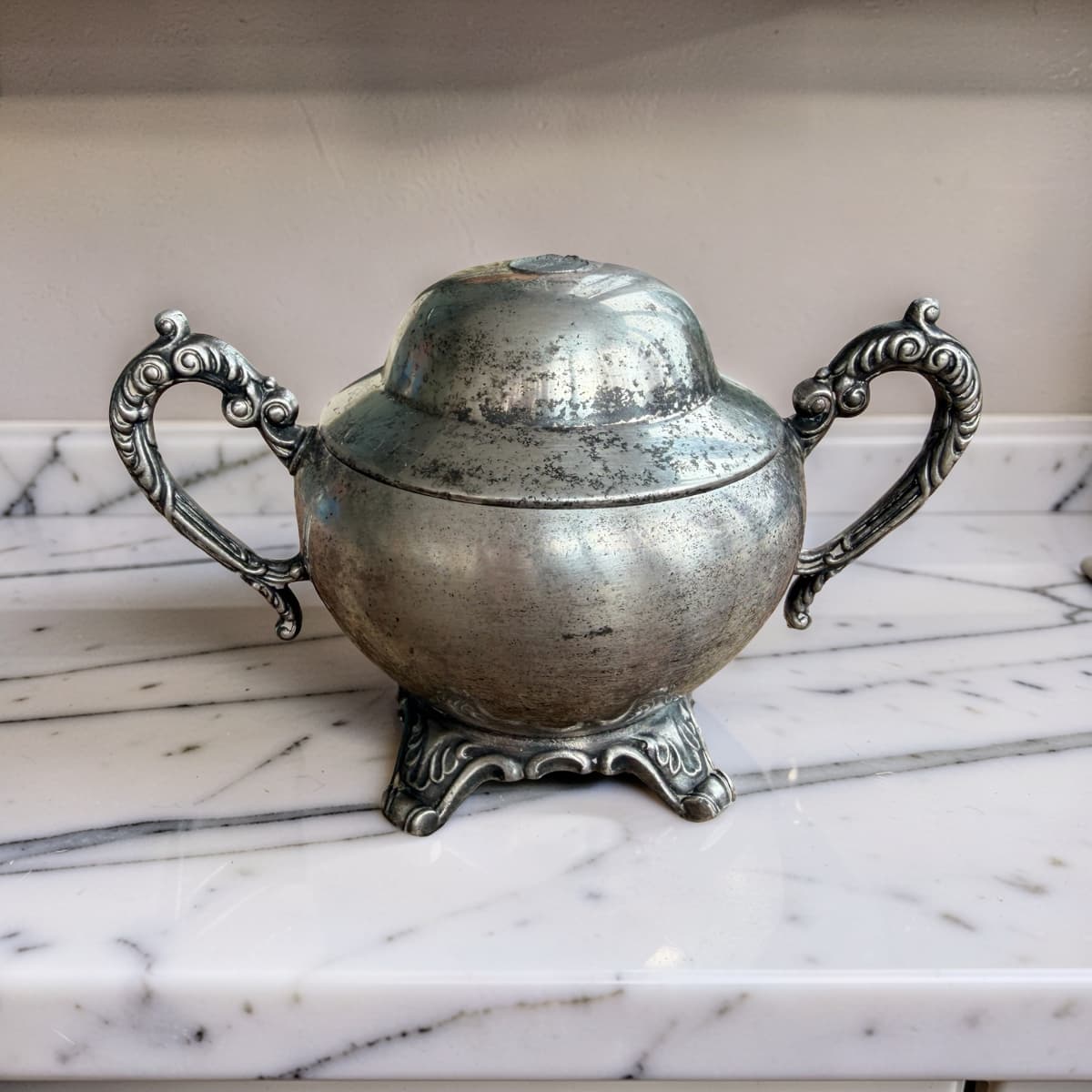 Repurposed Silver Sugar Bowl Candle-3