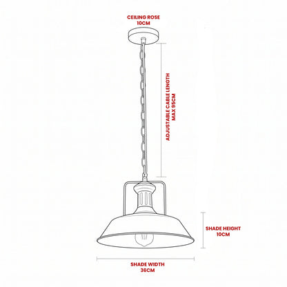 Easy Fit E27 Metal Chain Pendant Light, Dimmable