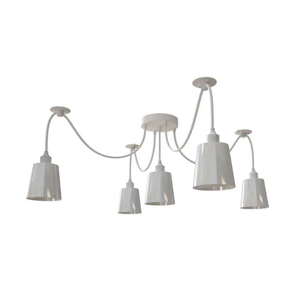 White 5-Way Spider Pendant Light Multi-Arm Cone Shade E27~5086
