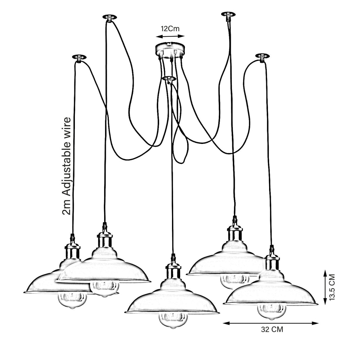 Industrial Spider Adjustable Multi Arm Pendant Light 5-Light E27~3399