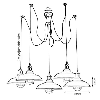Industrial Spider Adjustable Multi Arm Pendant Light 5-Light E27~3399