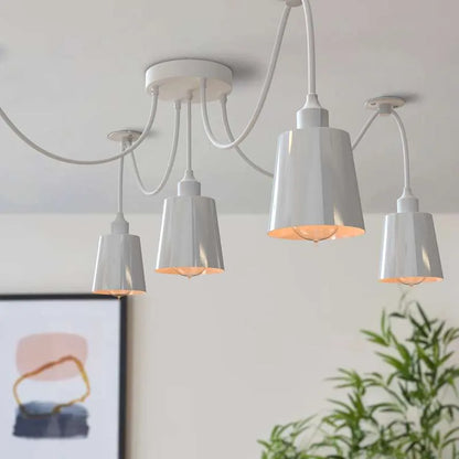 White 5-Way Spider Pendant Light Multi-Arm Cone Shade E27~5086