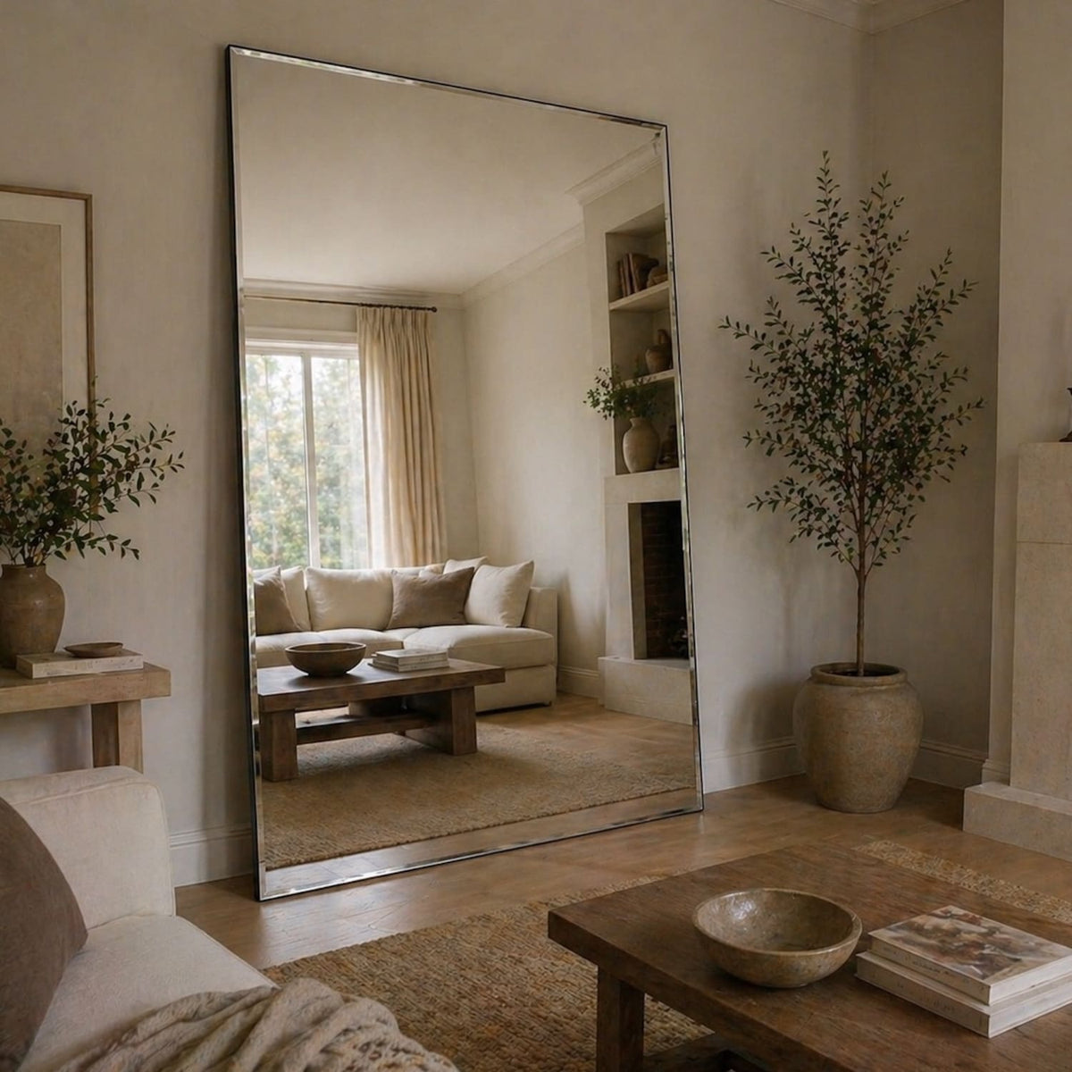 Takara - Full Length Beveled Edge Frameless Metal Rectangle Mirror - 200cm x 120cm