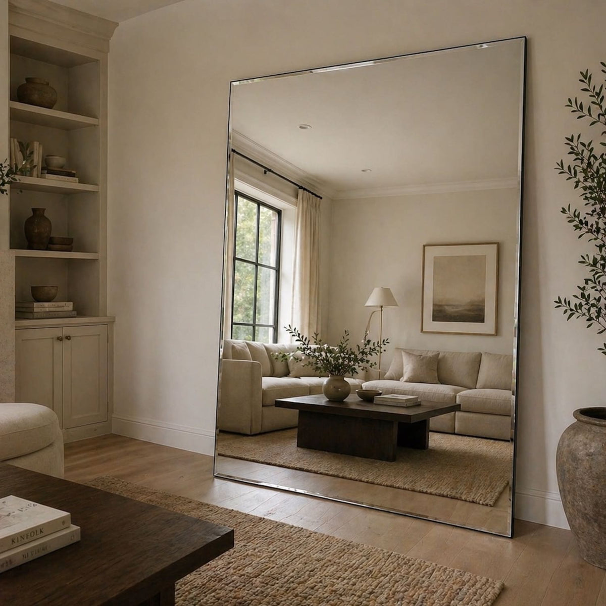 Takara - Full Length Beveled Edge Frameless Metal Rectangle Mirror - 200cm x 120cm