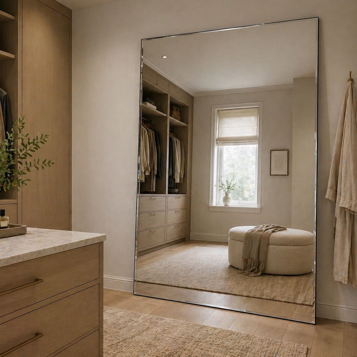Takara - Full Length Beveled Edge Frameless Metal Rectangle Mirror - 200cm x 120cm