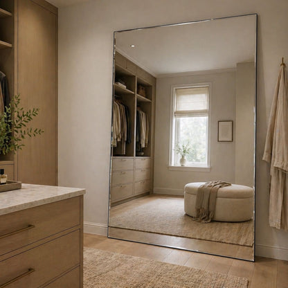 Takara - Full Length Beveled Edge Frameless Metal Rectangle Mirror - 200cm x 120cm