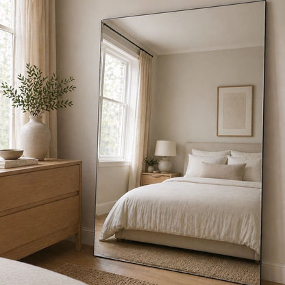 Takara - Full Length Beveled Edge Frameless Metal Rectangle Mirror - 200cm x 120cm