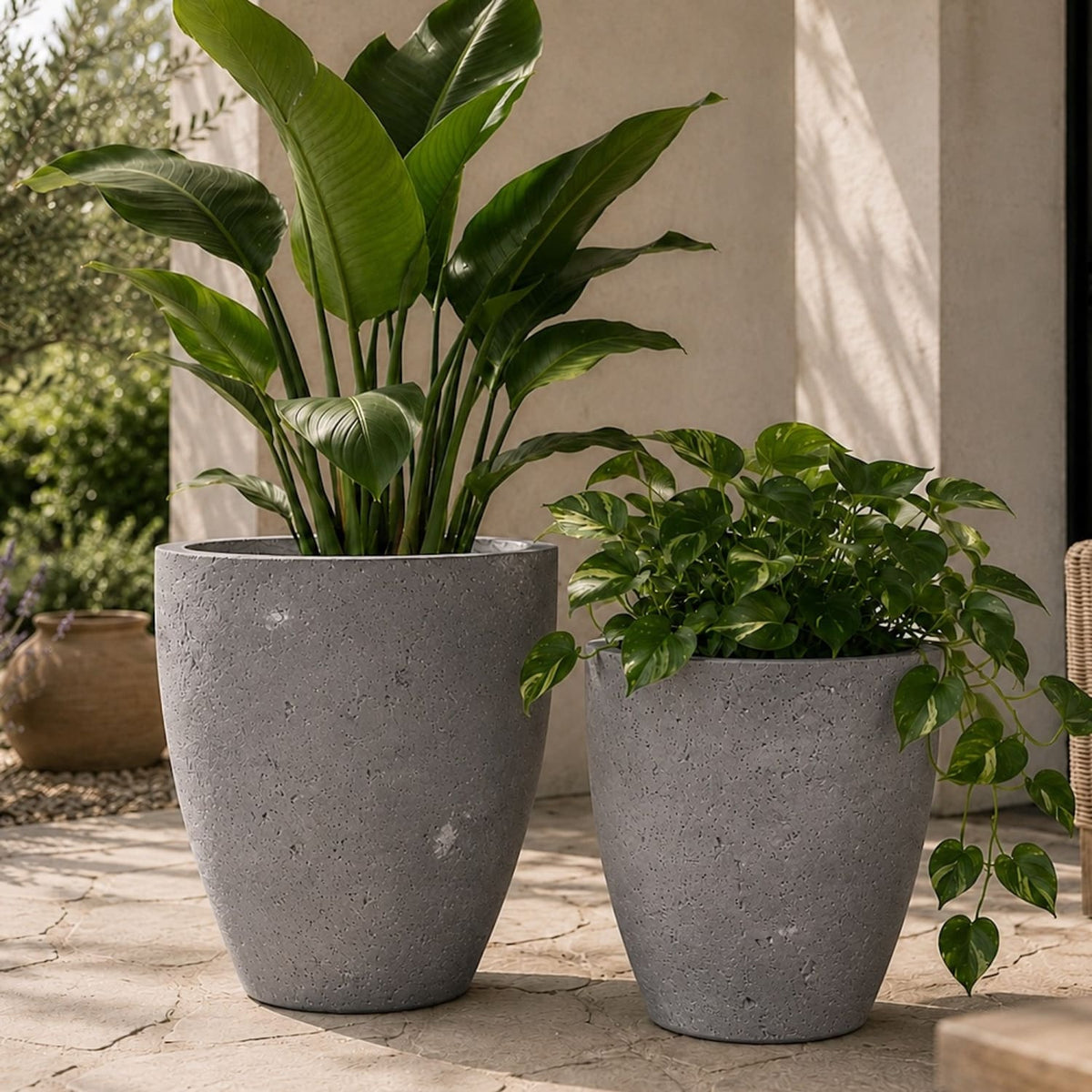 Vessara | Set Of 2 - Onyx Dusk – Concrete Vase Planter Set – Vase Plant Pot Nest