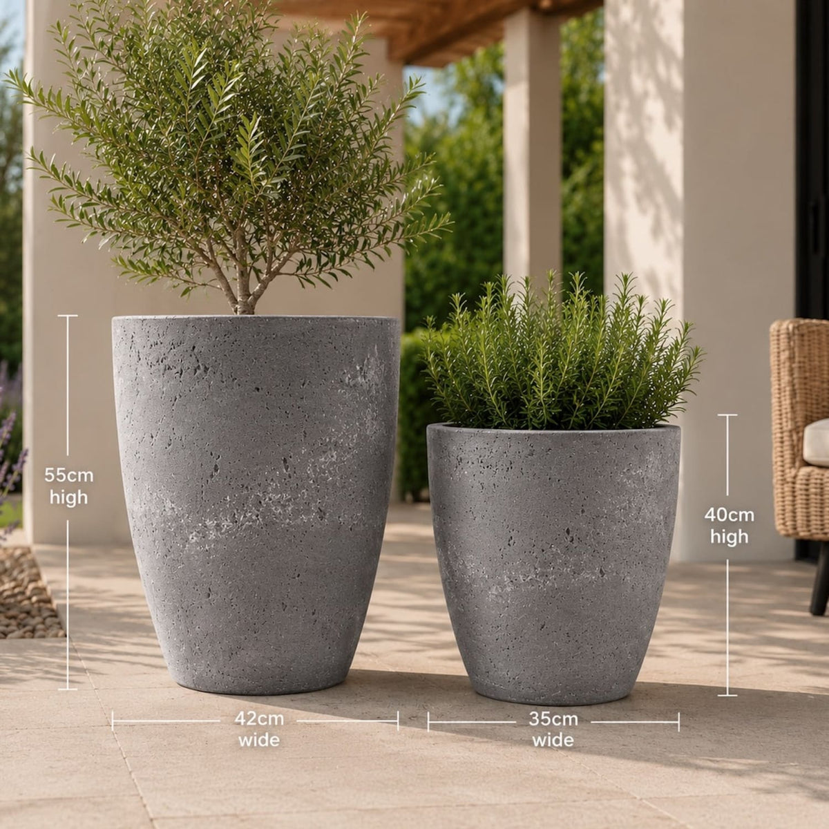 Vessara | Set Of 2 - Onyx Dusk – Concrete Vase Planter Set – Vase Plant Pot Nest