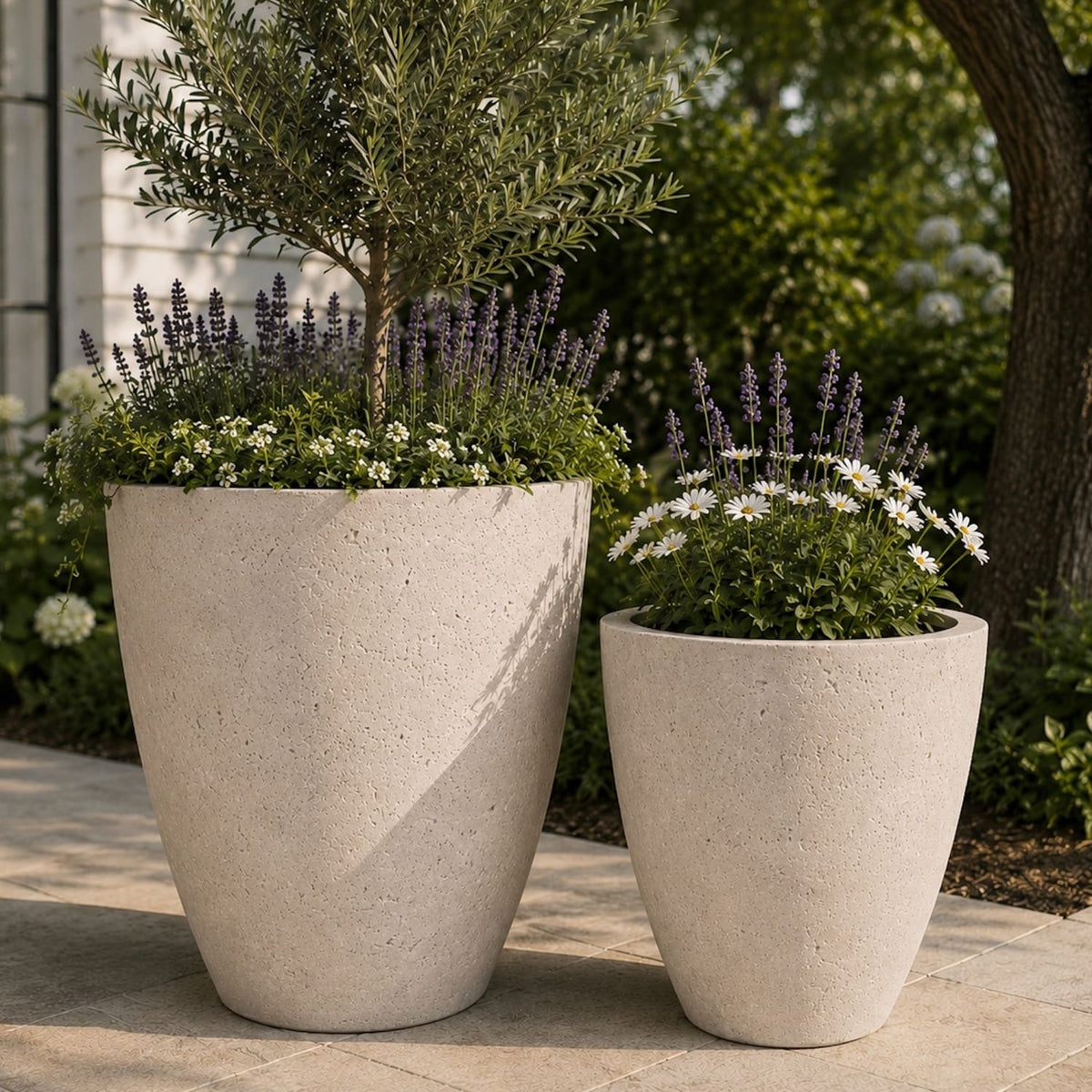 Vessara | Set Of 2 - Truffle – Concrete Vase Planter Set – Vase Plant Pot Nest