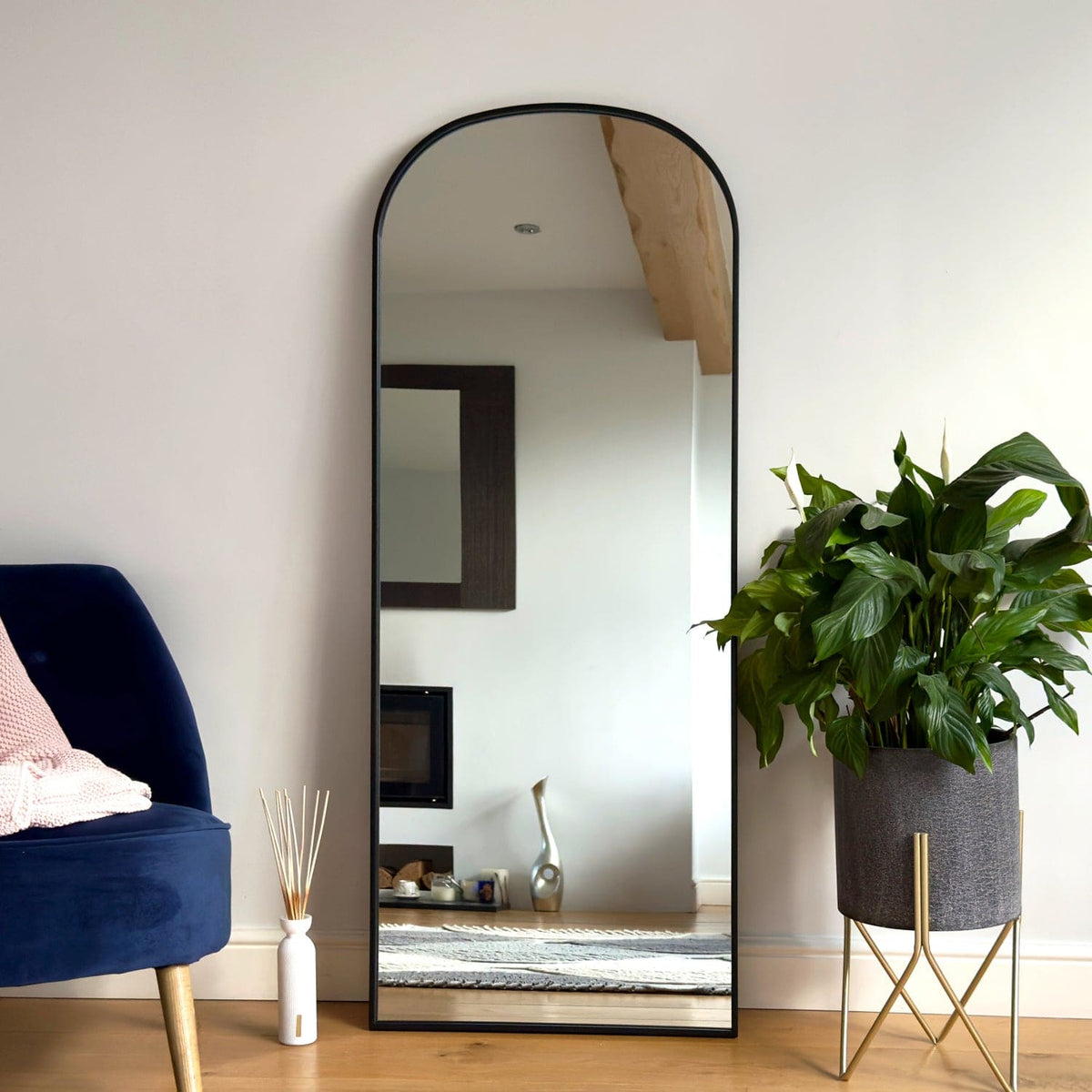 Yoko - Black Metal Gentle Arch Mirror - 160cm x 60cm